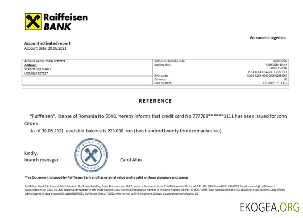 Roumanie , Raiffeisen , reference